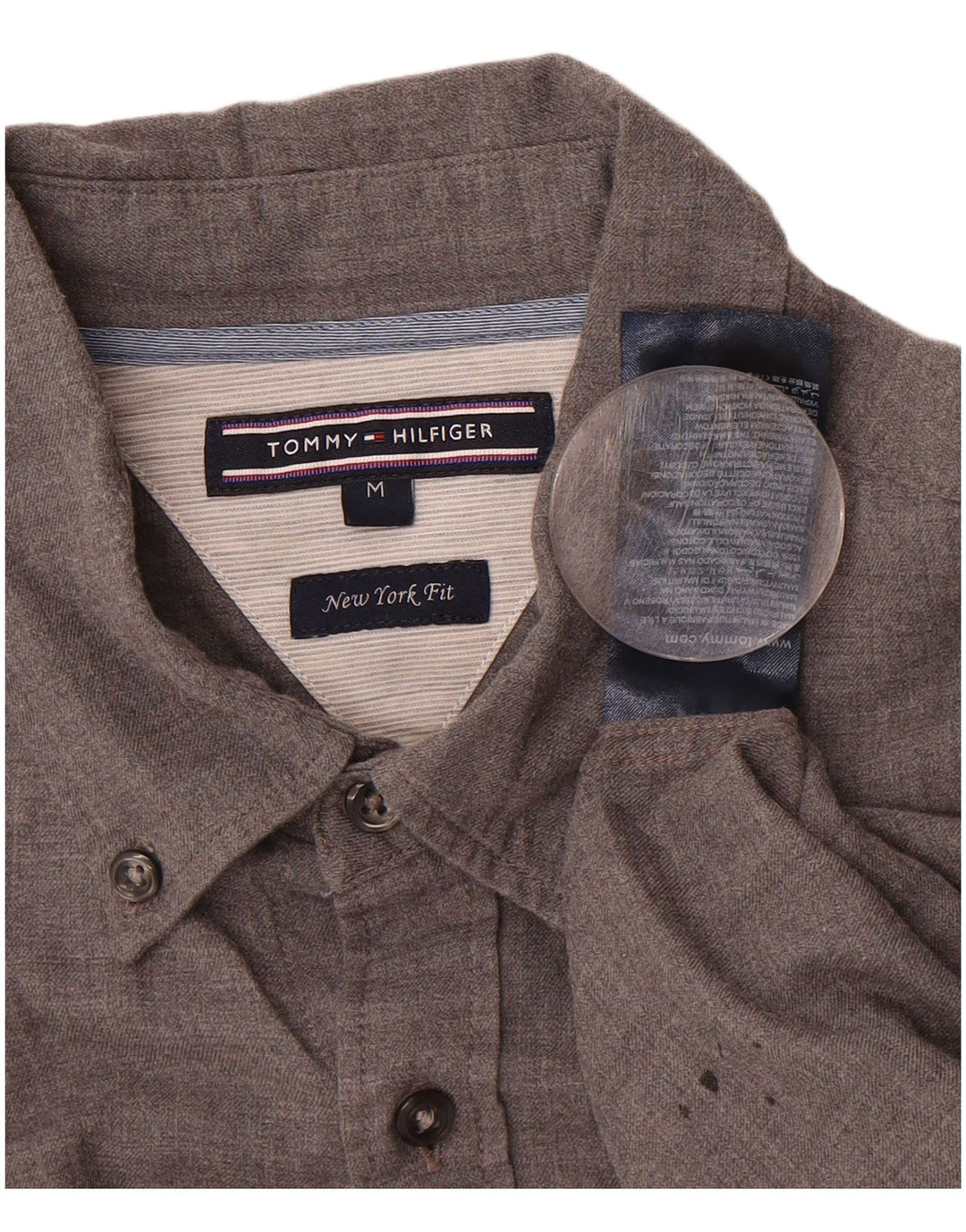 TOMMY HILFIGER Mens New York Fit Shirt Medium Grey Cotton