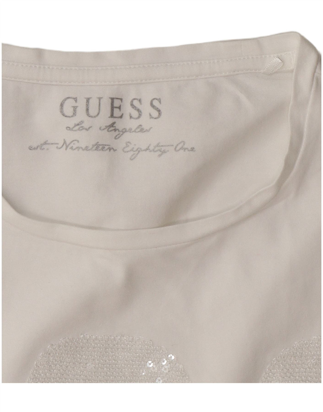 Guess Womens Regular Graphic T-Shirt Top UK 14 Medium White