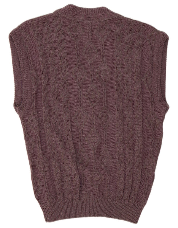 Vintage herre ærmeløs cardigan sweater IT 48/50 Medium Lilla polyakryl