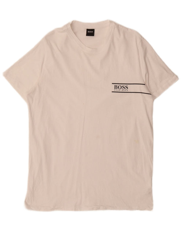 Hugo Boss Herre grafisk T-shirt Top Medium Hvid Bomuld