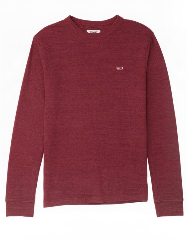 Tommy Hilfiger Herre Top Langærmet Medium Bourgogne Flecked Bomuld