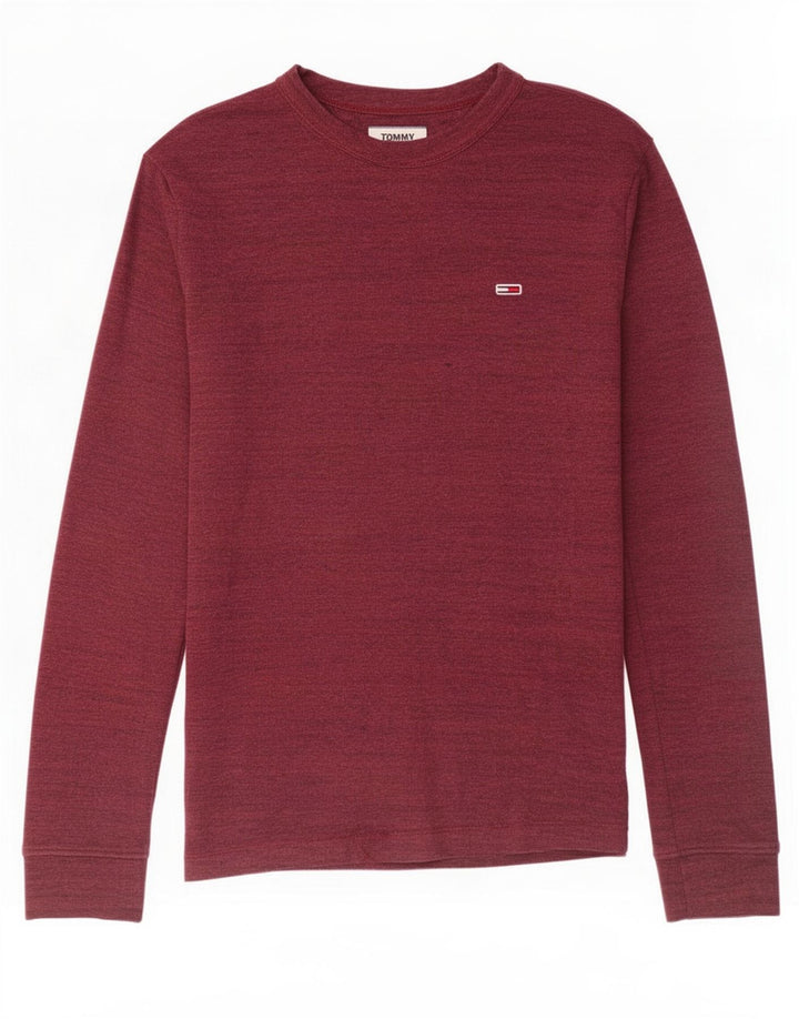 Tommy Hilfiger Herre Top Langærmet Medium Bourgogne Flecked Bomuld