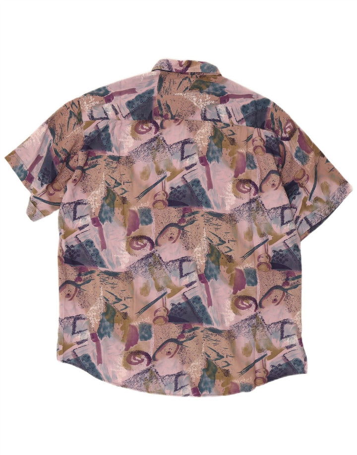Coconut Herre kortærmet skjorte Stor flerfarvet Patchwork Viscose