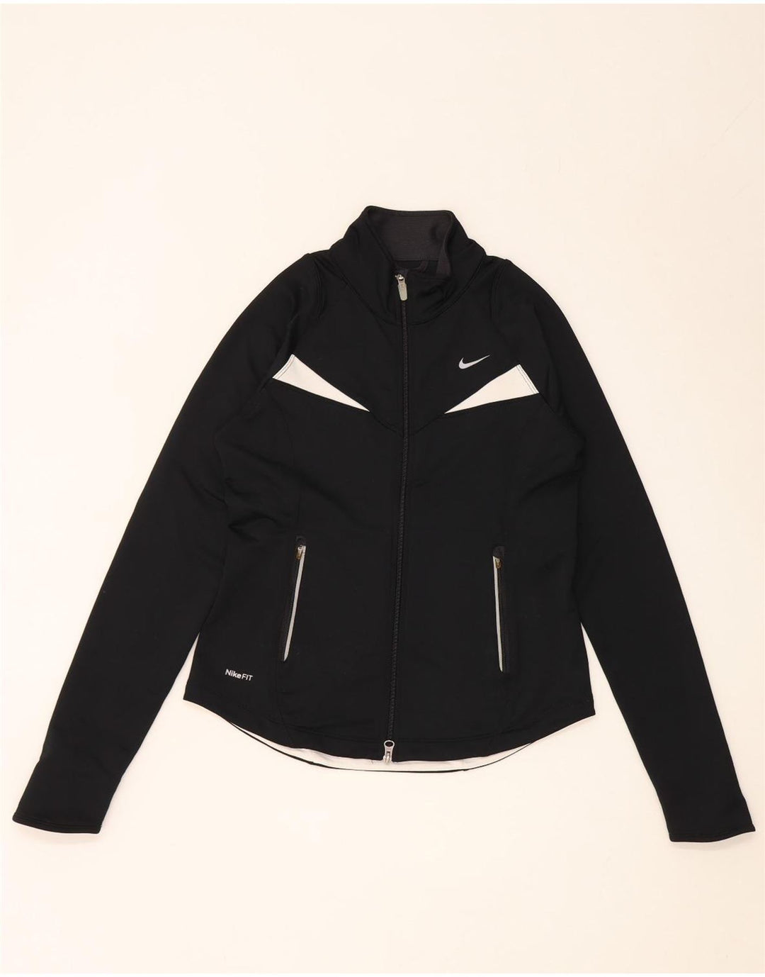 Nike træningsdragt topjakke til kvinder UK 10 Small Black Colourblock Polyester