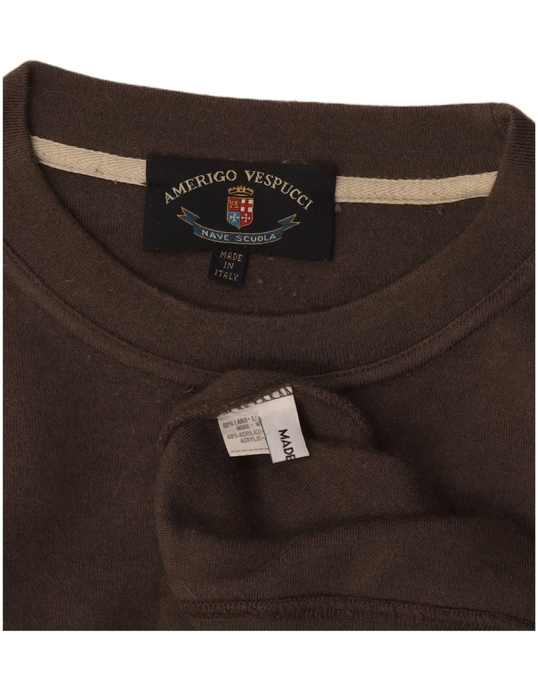Amerigo Vespucci Herre trøje med rund hals 2XL brun uld