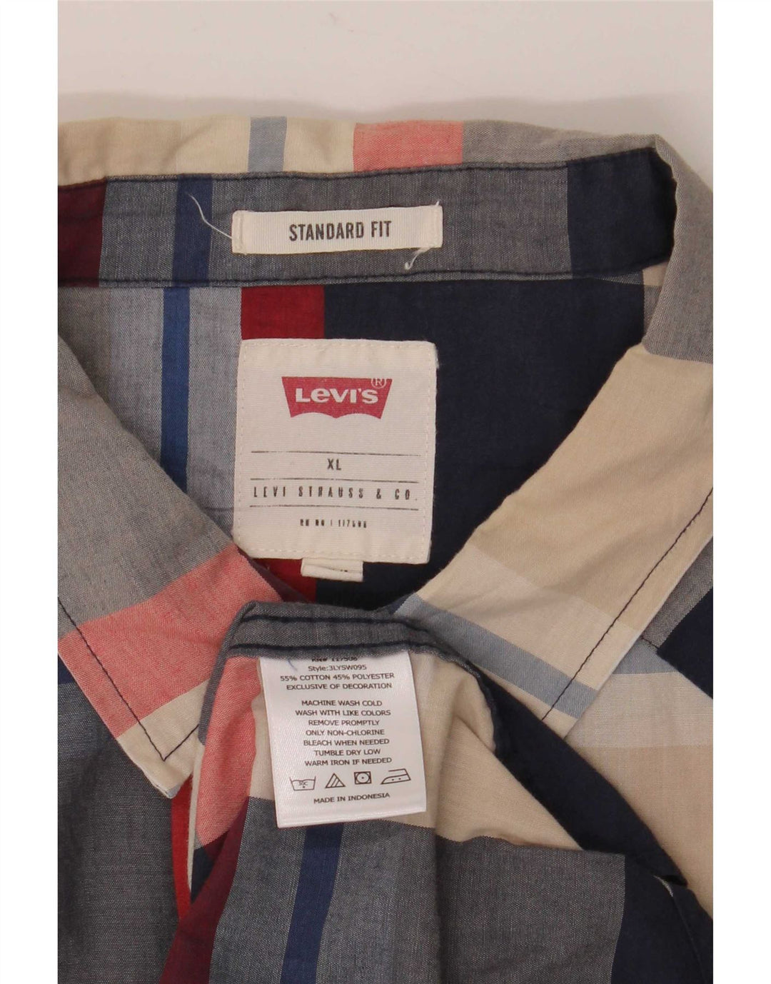 Levi's kortærmet herreskjorte i standard pasform XL flerfarvet ternet bomuld