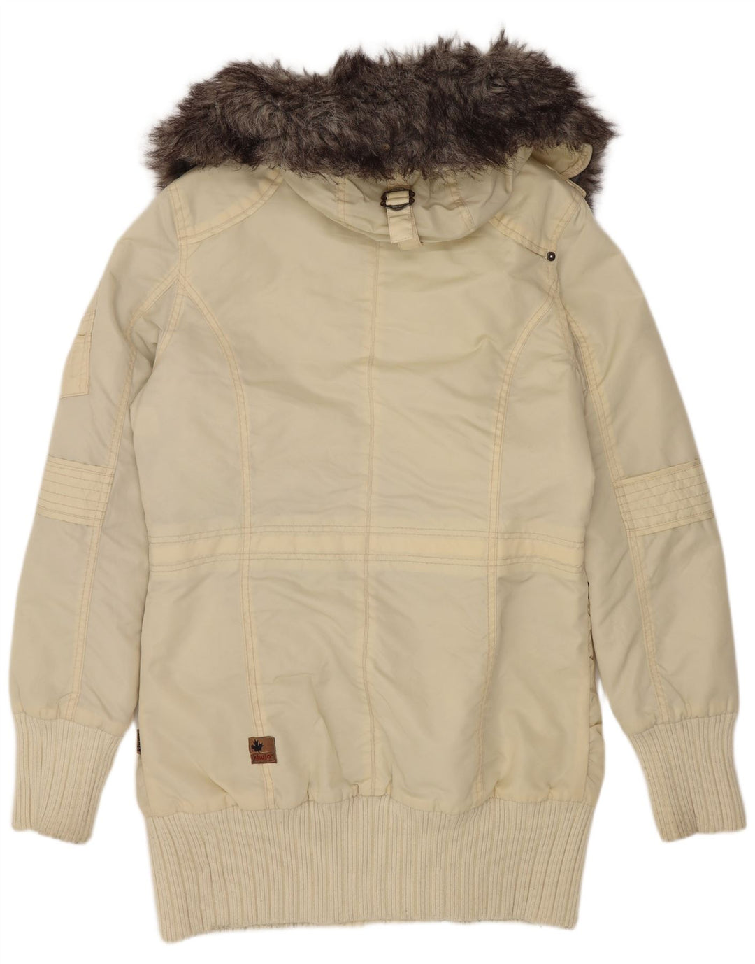 KHUJO Dame Hooded Parka Jacket UK 16 Large Off White Nylon