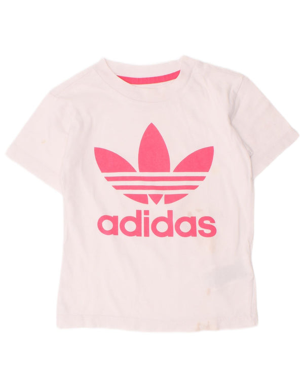 Adidas piger grafisk t-shirt top 2-3 år hvid bomuld