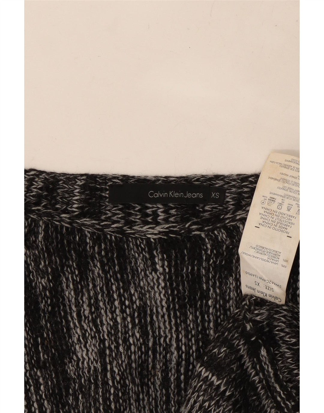 CALVIN KLEIN JEANS Dame Boat Neck sweater UK 6 XS Grå Flecked