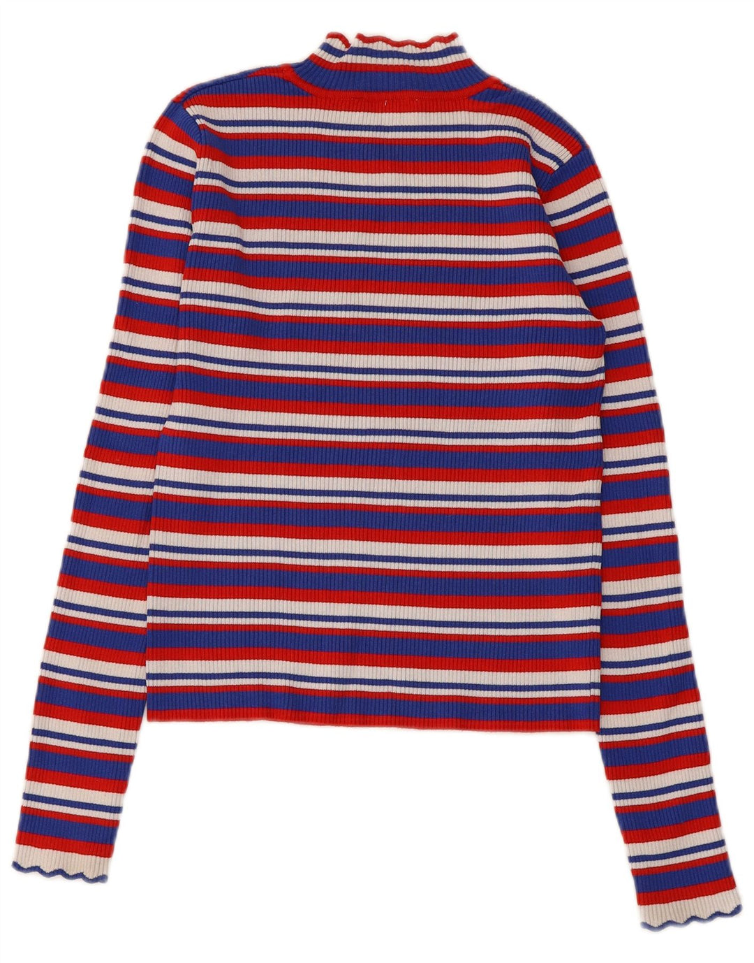 Zara Womens Crop Top Langærmet UK 8 Lille flerfarvet stribet viskose
