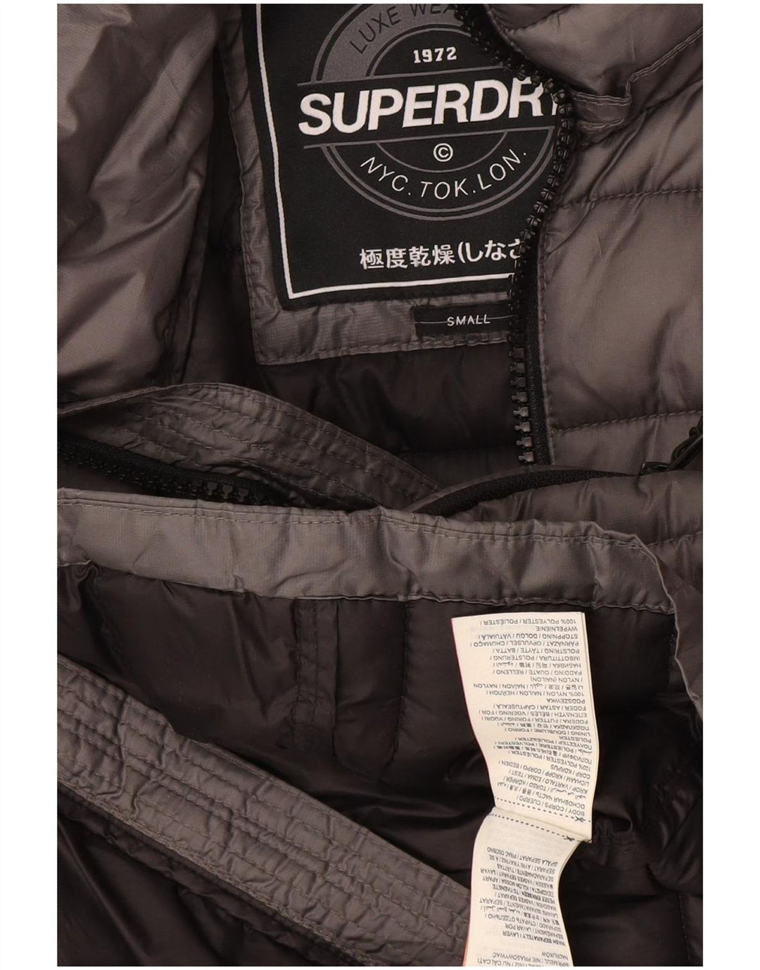 Superdry Womens Polstret Gilet UK 10 lille grå polyester