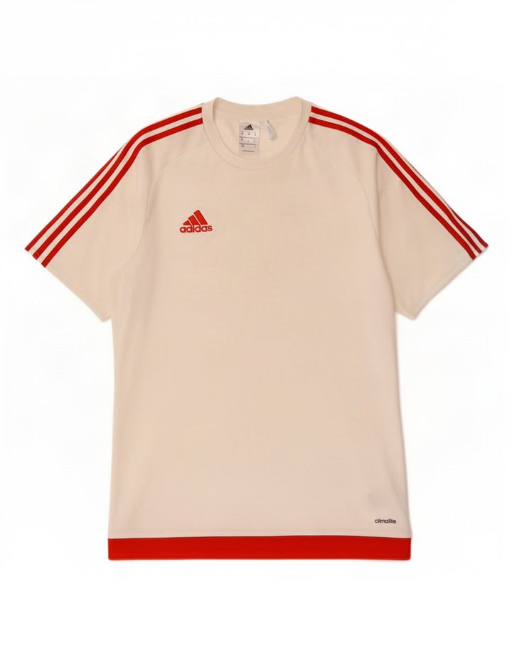 Adidas Herre Climalite T-Shirt Top Medium White Colourblock Polyester