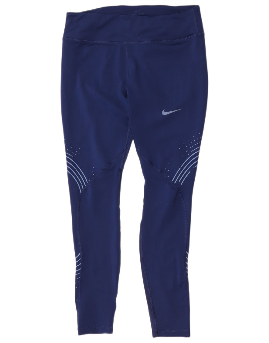 Nike Dame Dri Fit Leggings UK 14 Large Navy Blue Geometrisk Polyester