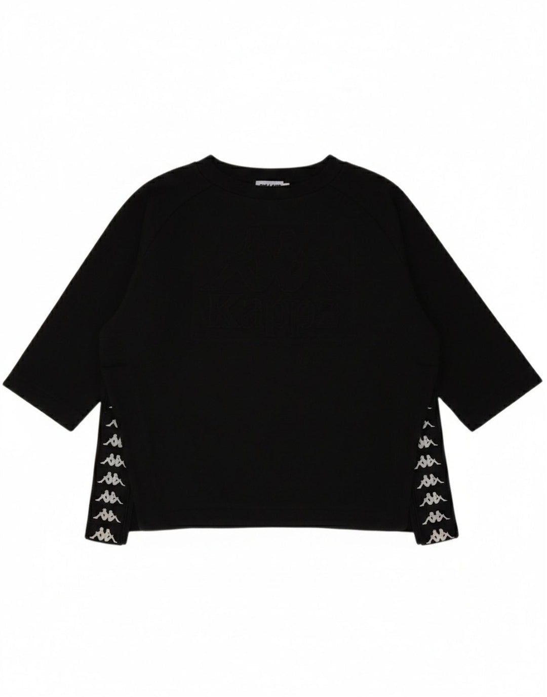 Kappa Womens Crop Graphic Top 3/4 ærme UK 14 Medium Black