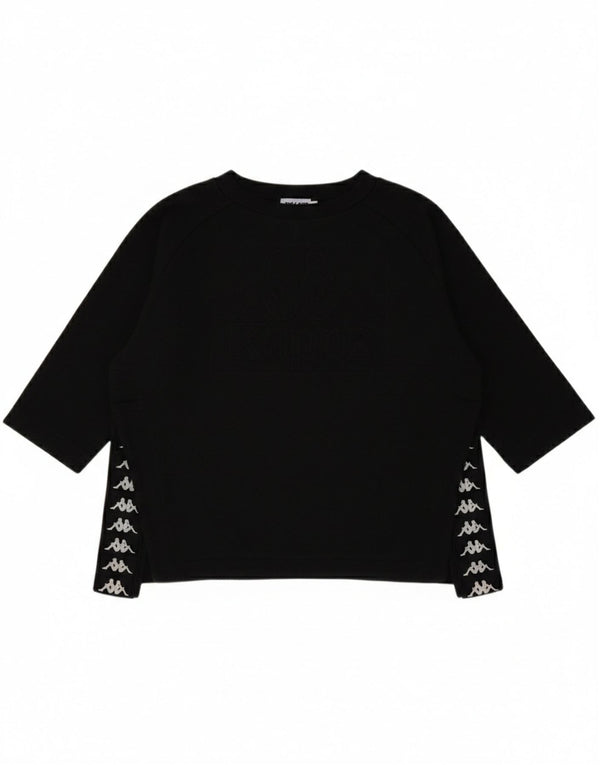 Kappa Womens Crop Graphic Top 3/4 ærme UK 14 Medium Black