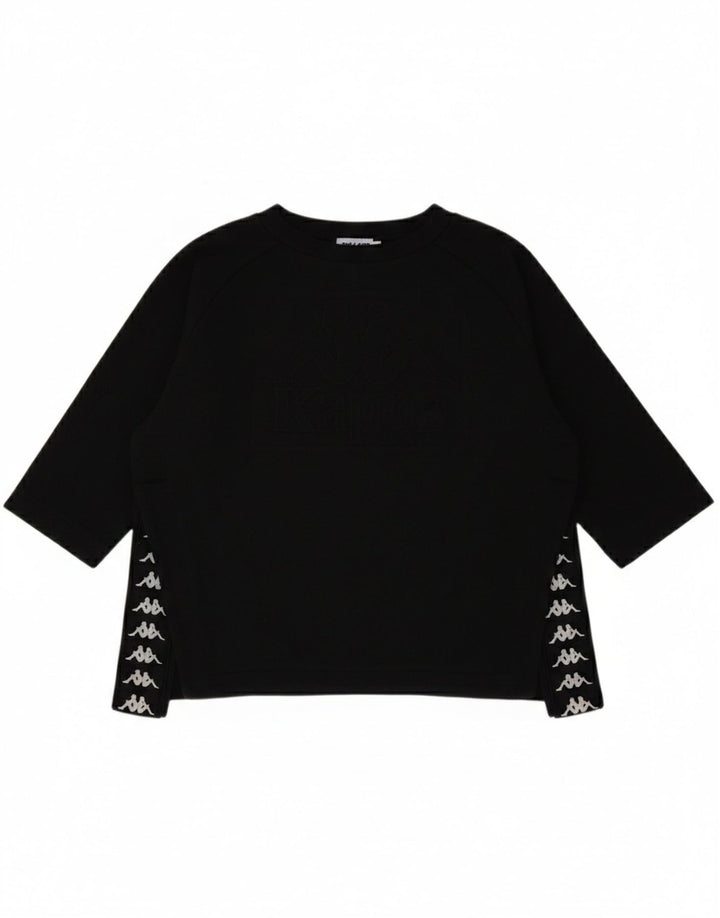 Kappa Womens Crop Graphic Top 3/4 ærme UK 14 Medium Black