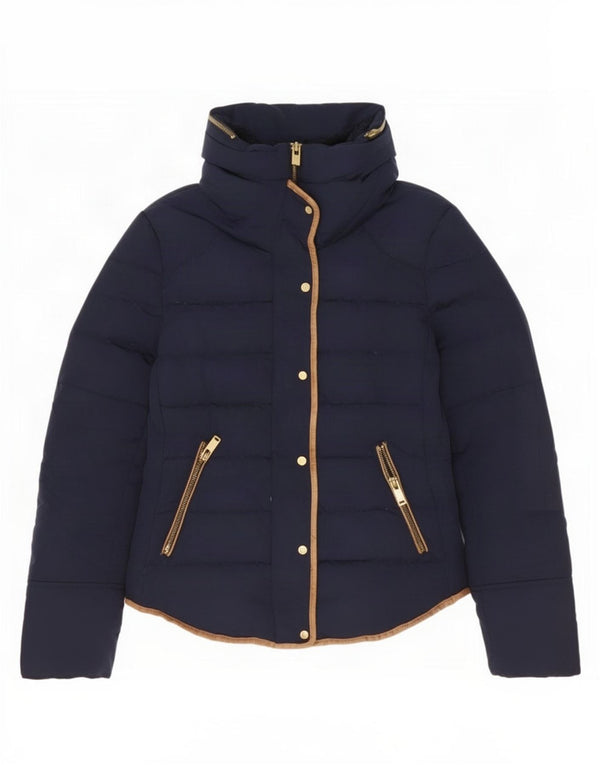 Zara Dame Polstret Jakke UK 12 Medium Navy Blue Polyester