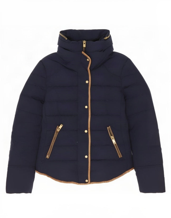 Zara Dame Polstret Jakke UK 12 Medium Navy Blue Polyester