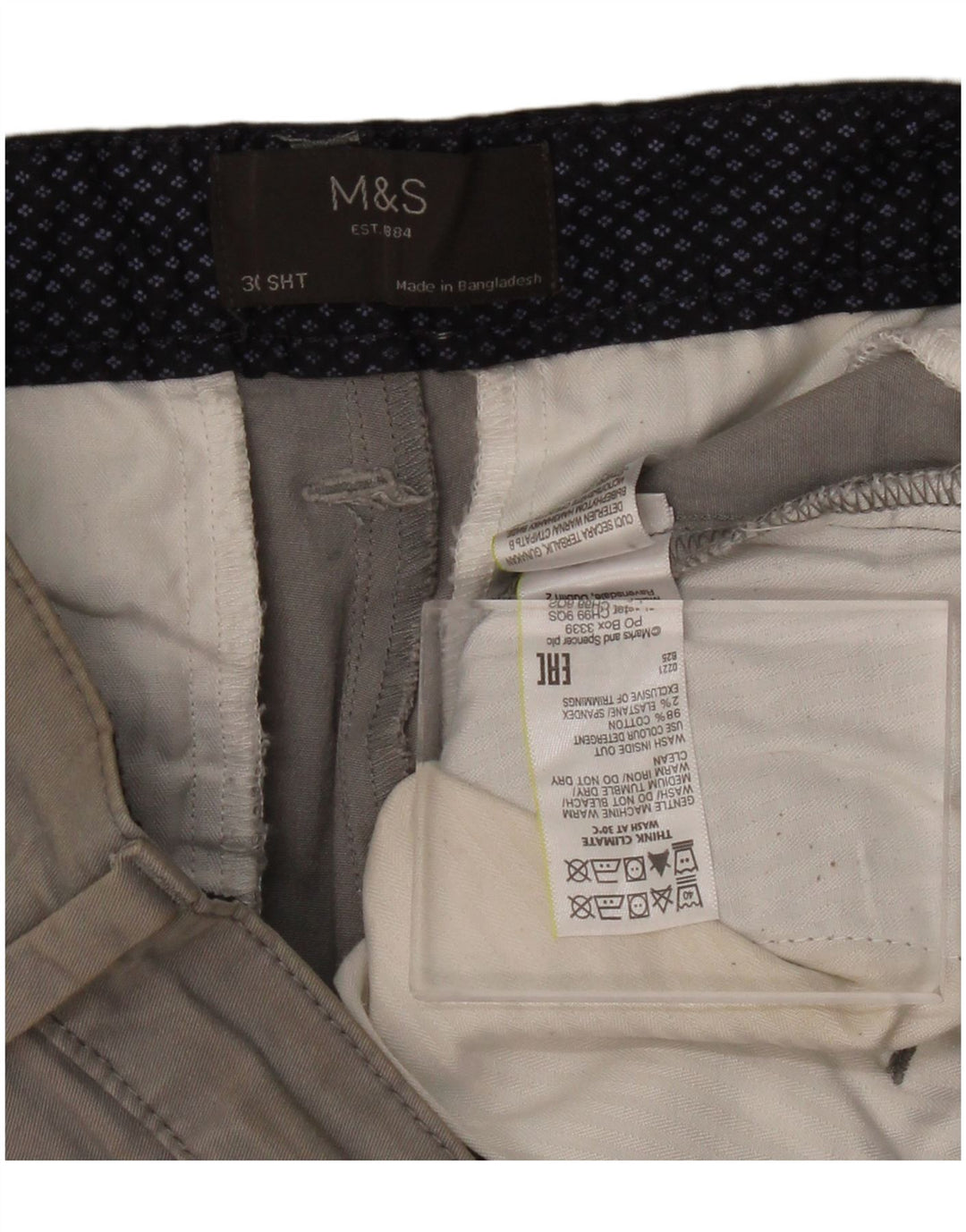 MARKS & SPENCER Mens Chino Shorts W30 Medium  Grey Cotton
