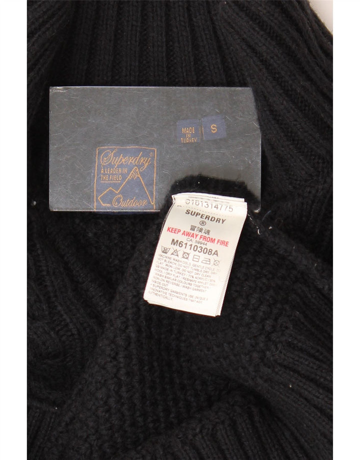 Superdry Sweater med lynlås til mænd, lille sort akryl
