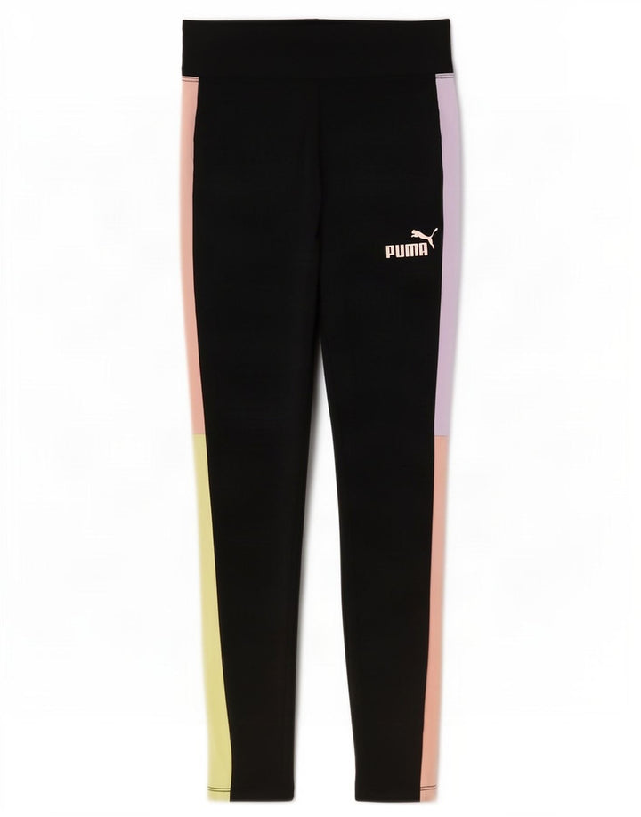 Puma Girls Leggings 10-11 år Large Black Colourblock Polyester