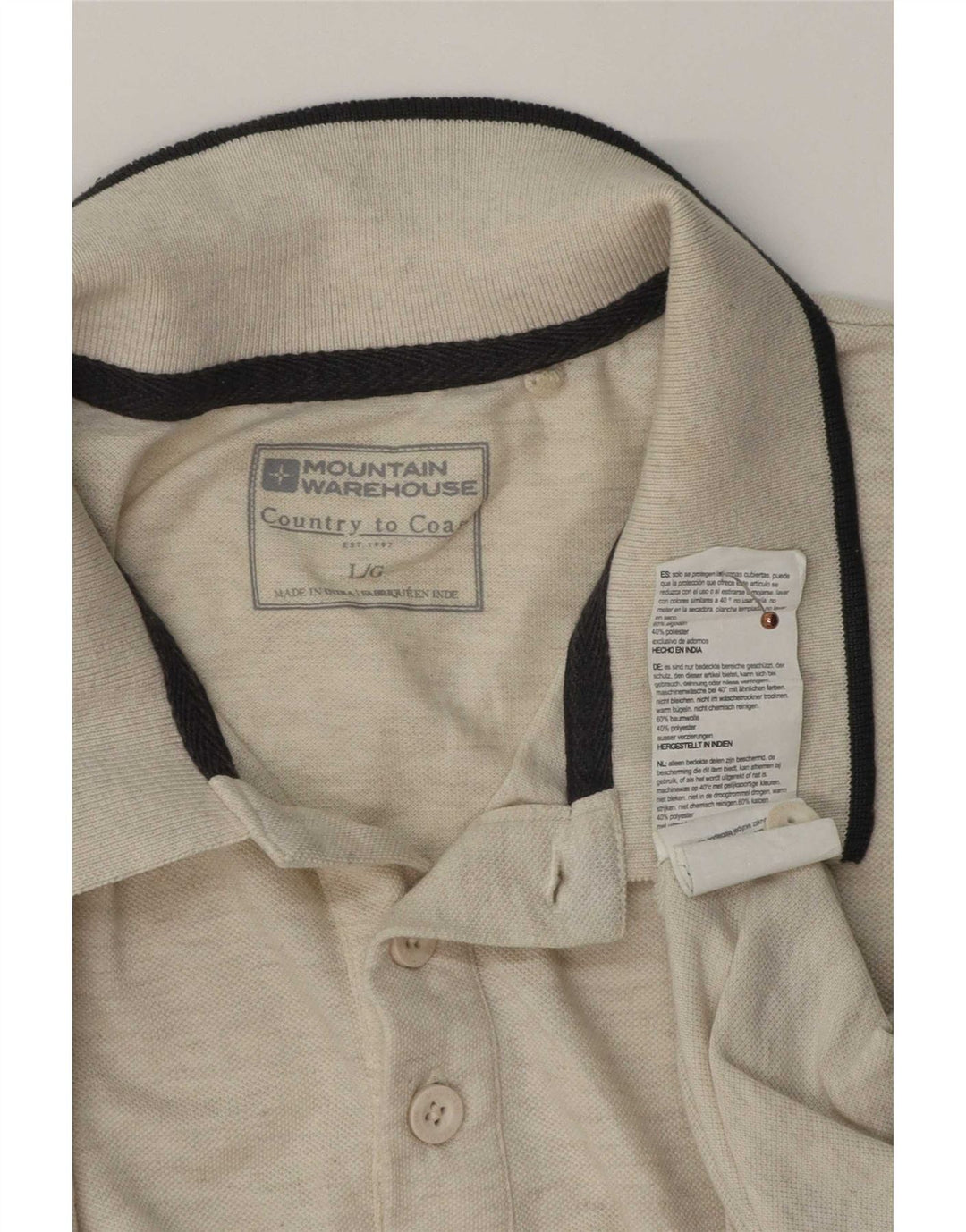 Mountain Warehouse Herre Polo Shirt Stor Beige Bomuld