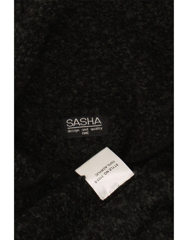 SASHA Womens Poncho Jumper One Size Black Flecked Acrylic