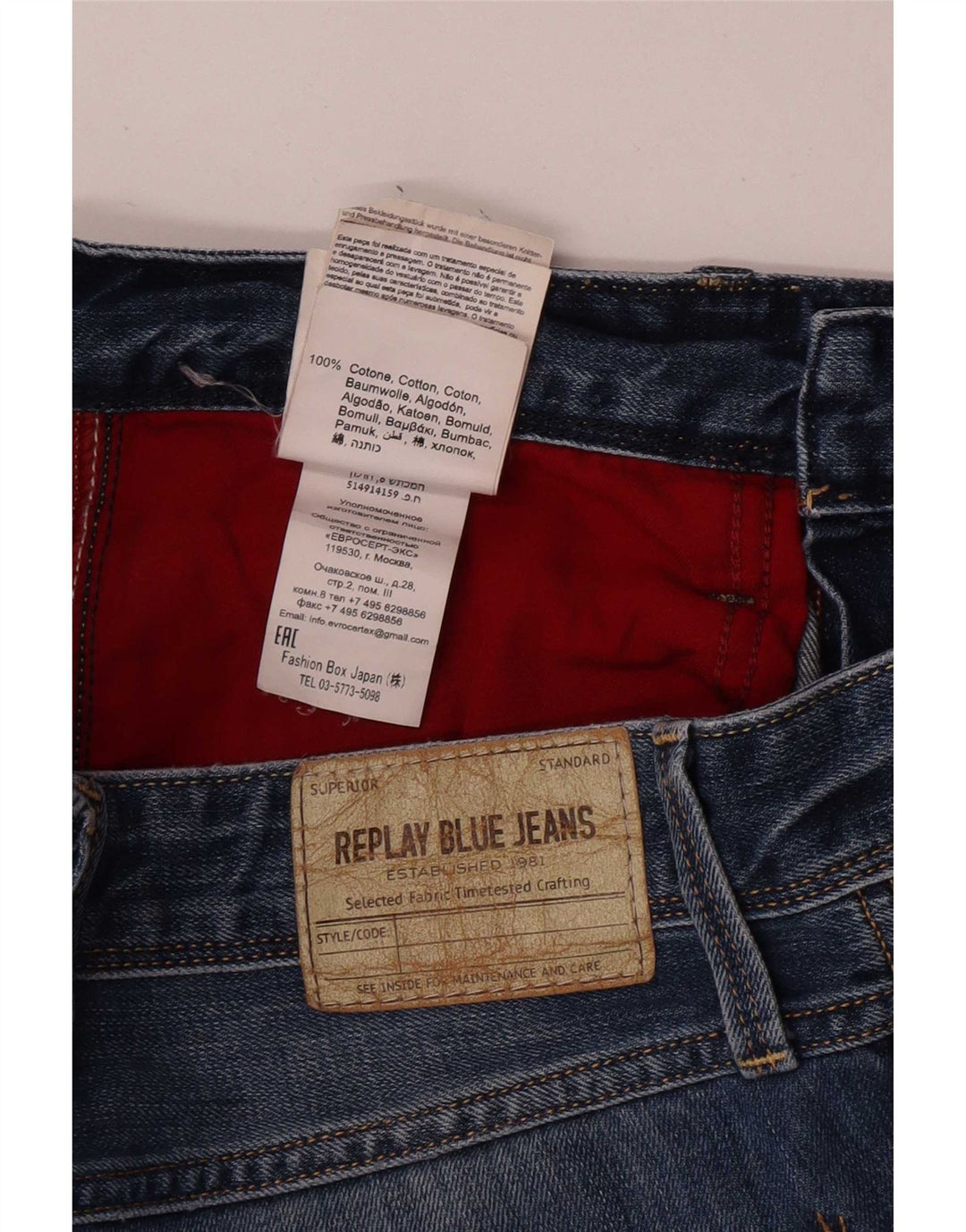 Replay Herre Slim Jeans W32 L32 Blå Bomuld