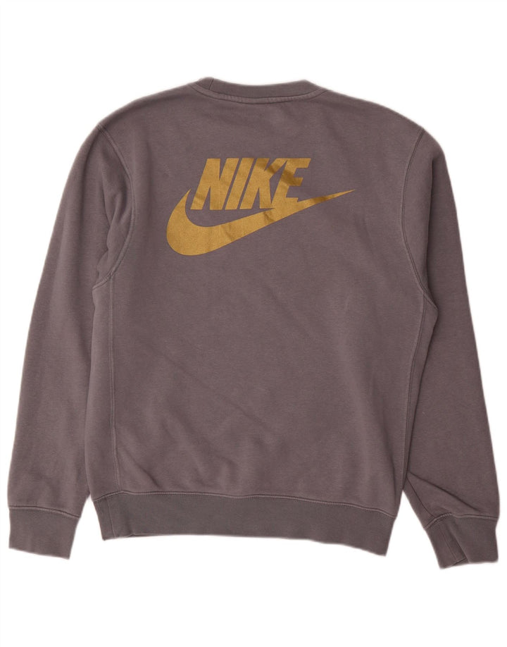 NIKE Herre Swoosh Grafisk Sweatshirt Jumper XS Grå Bomuld