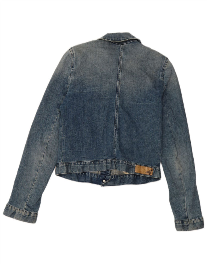 Vintage Dame Crop Denim Jacket IT 40 Small Blue Cotton