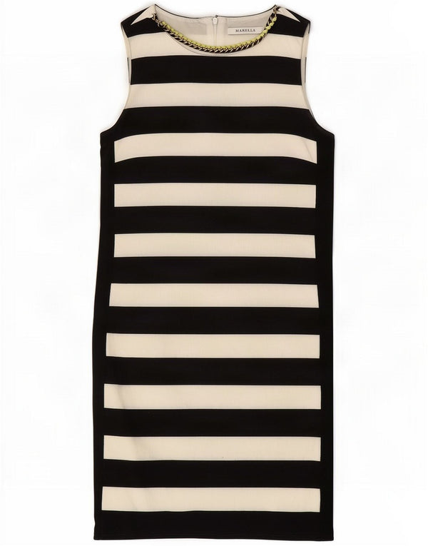 Marella Dame Ærmeløs Shift Dress UK 8 Small Sort Stribet Viscose