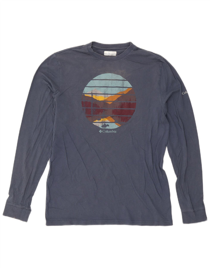 Columbia Herre grafisk top langærmet mellemblå bomuld