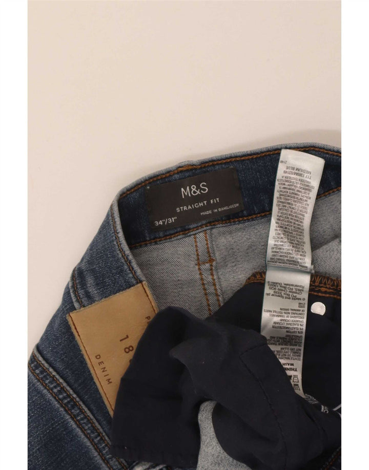 Marks & Spencer Straight Jeans til mænd W34 L31 Blå bomuld