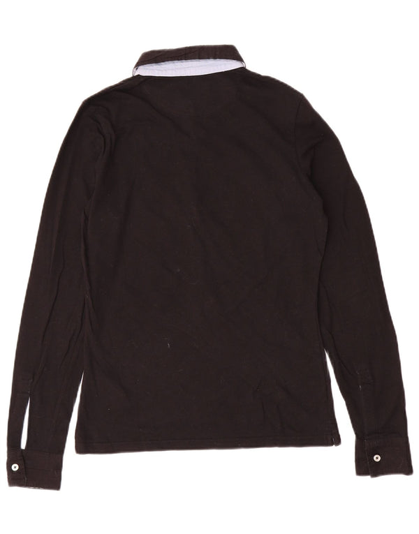 Geox Dame Respira Langærmet Polo Shirt UK 10 Small Black Bomuld
