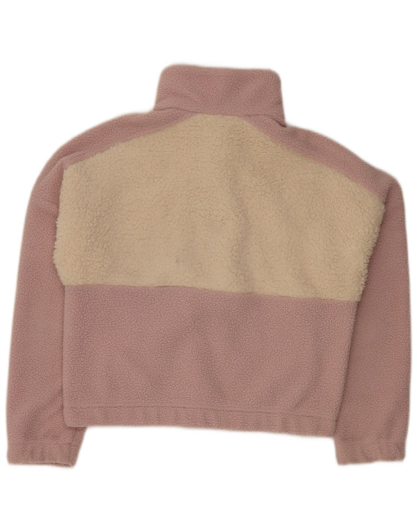 Columbia Womens Oversized Crop Fleece Jumper UK 10 Small Pink Colourblock