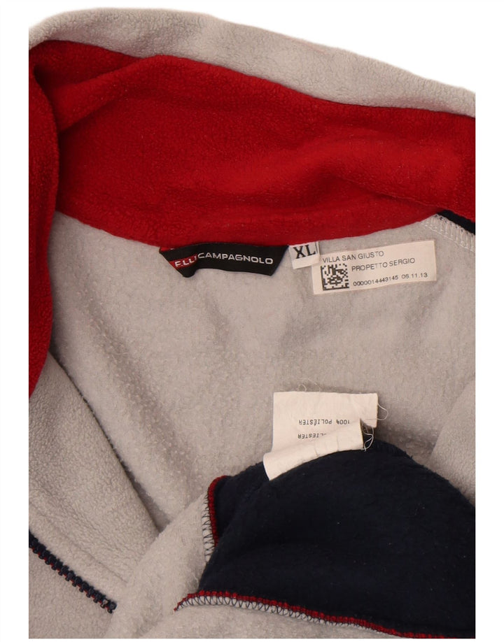 Vintage herre lynlås hals fleece jumper XL grå Colourblock Polyester