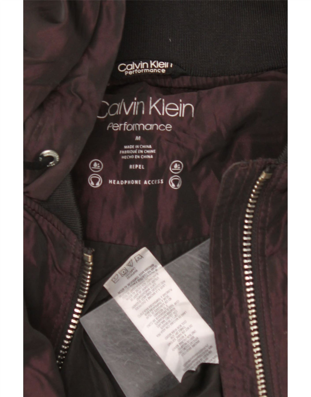 CALVIN KLEIN Oversized hættebomberjakke til kvinder DK 14 Medium Burgundy