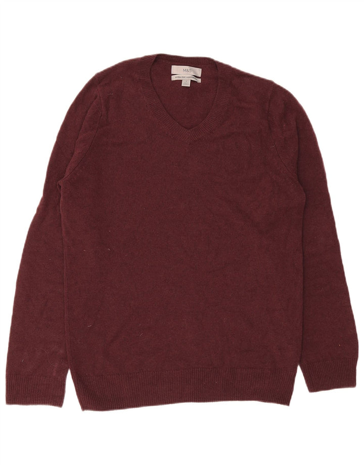 Marks & Spencer Herre V-hals sweater Lille Bourgogne lammeuld