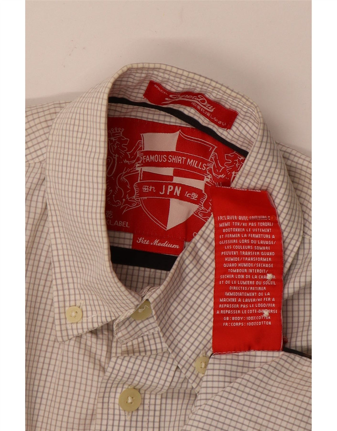 Superdry Kortærmet Herreskjorte Medium Off White Ternet bomuld