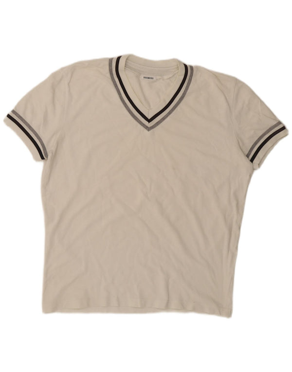 Bikkembergs Herre T-Shirt Top XL Hvid Stribet