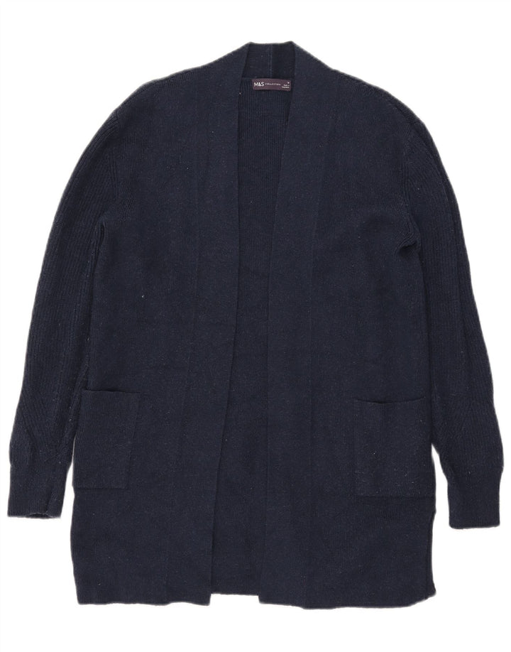 Marks & Spencer Dame Longline Åben Cardigan Sweater UK 10 Small Navy Blue