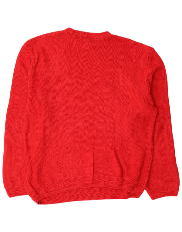 Chaps Herre Crew Neck Jumper Sweater 2XL Rød sildebensbomuld