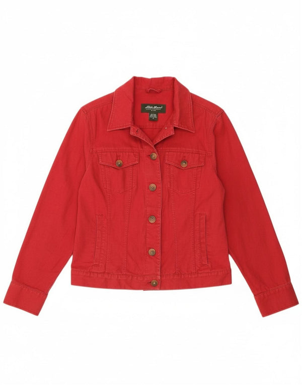 Eddie Bauer Womens Bomber Jacket UK 14 Medium Red Linen