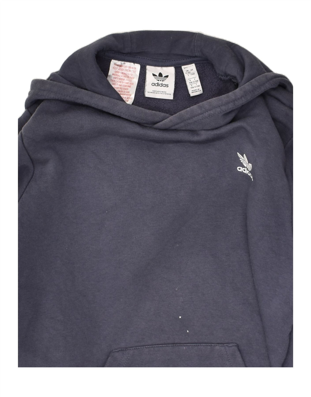 ADIDAS Boys Hoodie Jumper 12-13 Years Navy Blue Cotton | Vintage Adidas | Thrift | Second-Hand Adidas | Used Clothing | Messina Hembry 