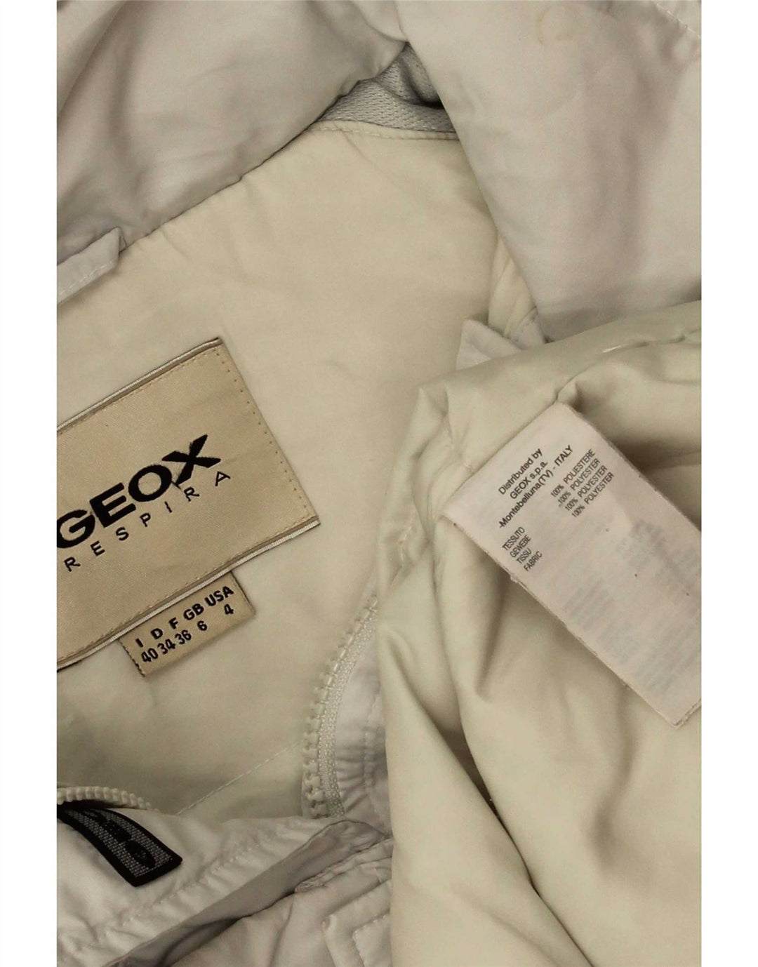 Geox Dame Hætte Oversized Polstret Jakke UK 6 XS Hvid Polyester