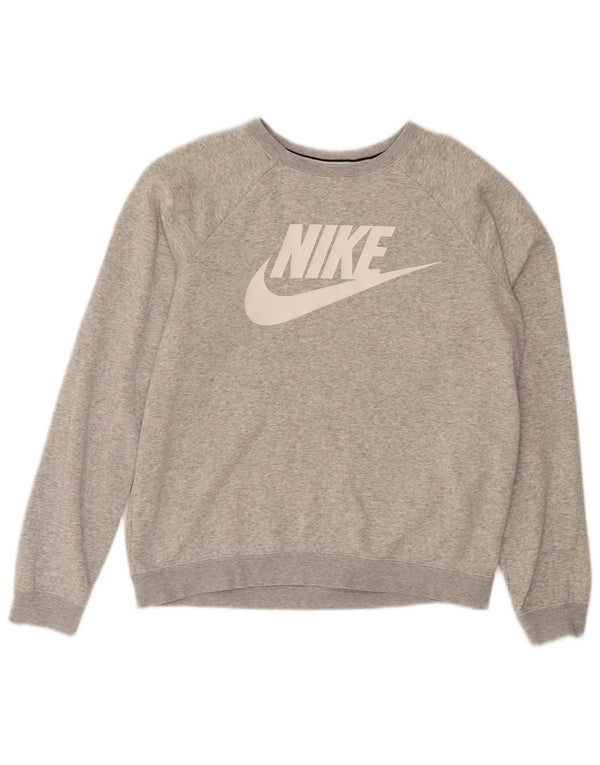 Nike Womens Graphic Oversized Sweatshirt Jumper UK 10 Small Grey Bomuld