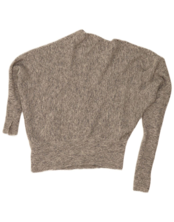 MINT FLØJEL Dame Boat Neck Jumper Sweater UK 14 Medium Grey Flecked