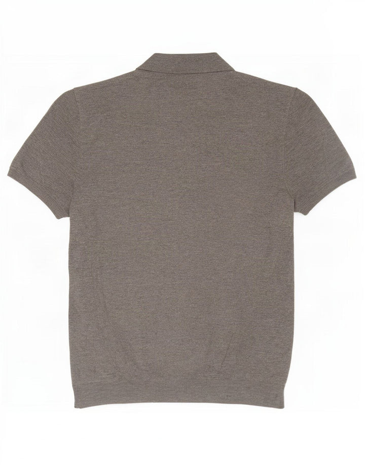 Zara Herre Kortærmet Button Neck Jumper Sweater Medium Grey