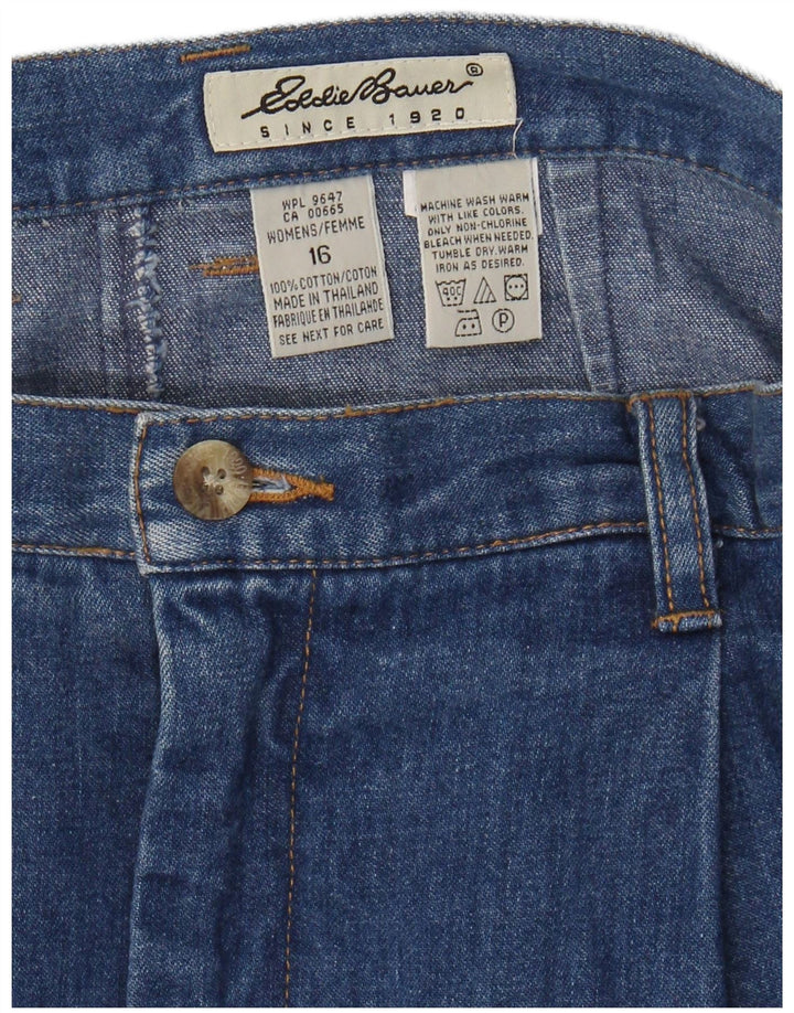 EDDIE BAUER Dame Denim Nederdel US 16 XL W34 Blå Bomuld