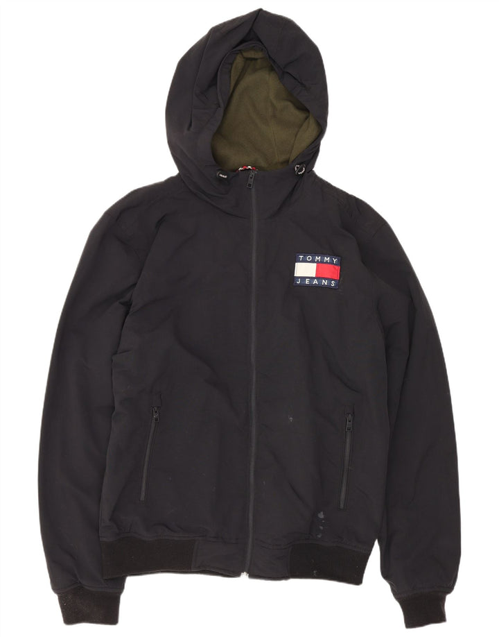 Tommy Hilfiger Herre Hooded Bomber Jacket UK 38 Medium Sort Polyamid